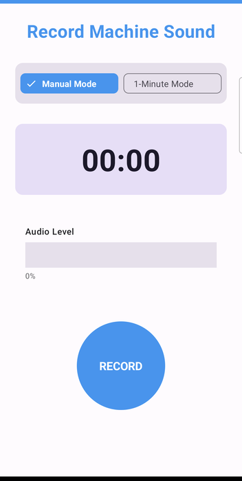 Android recording screen with level meter
