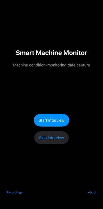 Home screen with two buttons